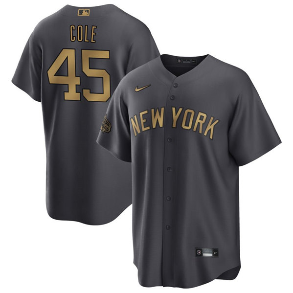 Men's New York Yankees #45 Gerrit Cole Charcoal 2022 All-Star Cool Base Stitched Jersey
